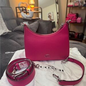 Coach Dragonfruit Leather Shoulder Bag